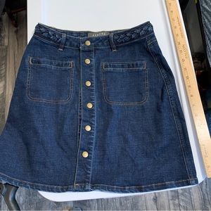 Harper Jean Denim Mini Skirt Front Brass Buttons Size Small